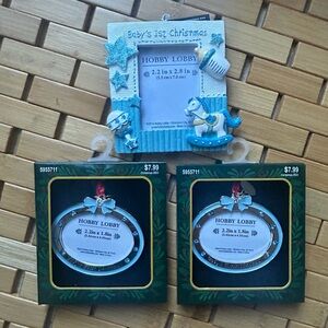 BABY’s 1st CHRISTMAS Blue and Silver Christmas Ornament Set (ALL 3)